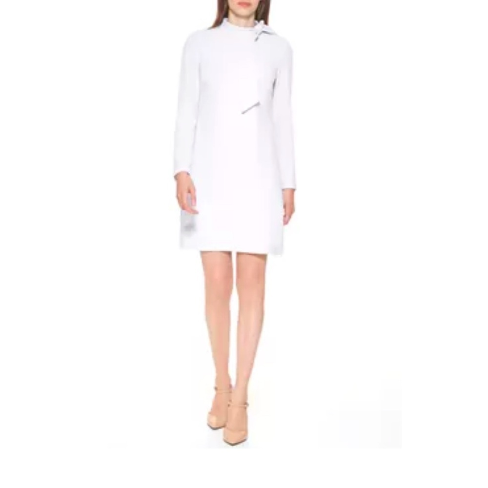 Calvin Klein Pastel Pink long sleeve Crepe Dress w/mock neckline & Bow Size 10